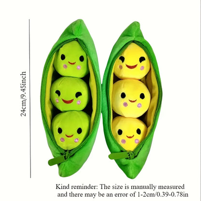 1 cute pea pod plush dog toy with smiling face - soft, interactive pet play and slow feeder