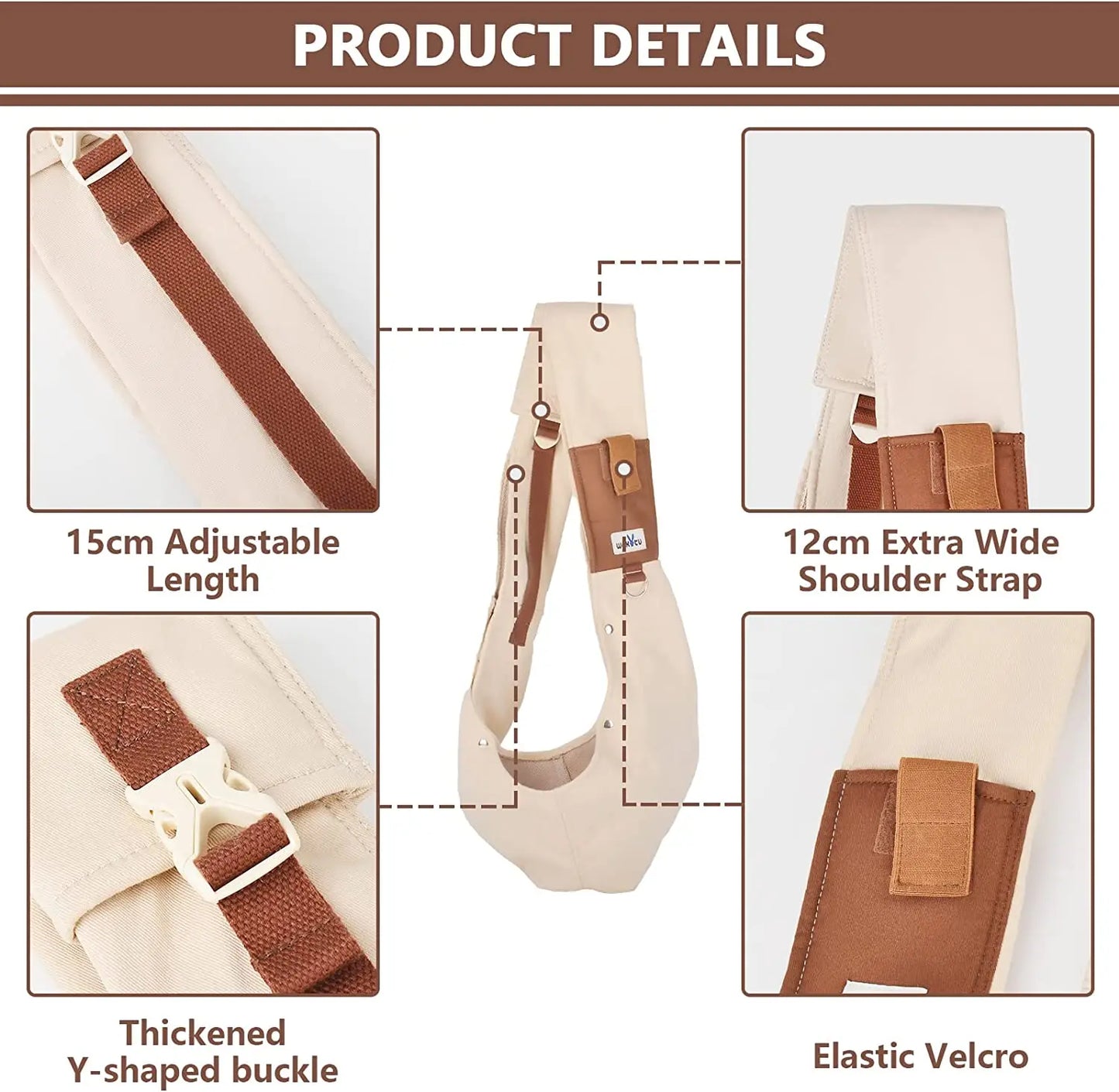 Dog Sling Carrier for Small Dogs. Reversible Front Dog Carrier with Adjustable Strap. Hands Free Pet Papoose Bag for Travel.