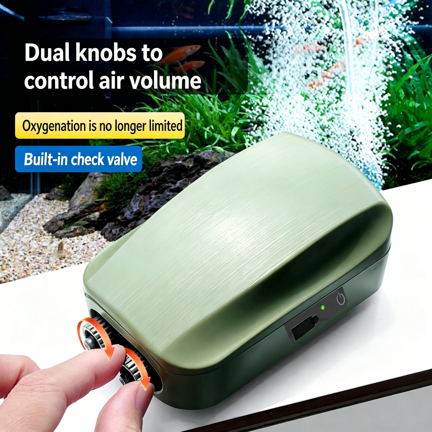 Aquarium Oxygen Air Pump Compressor Charging Silent USB with Battery Portable Oxygenator 2000mA Outdoor