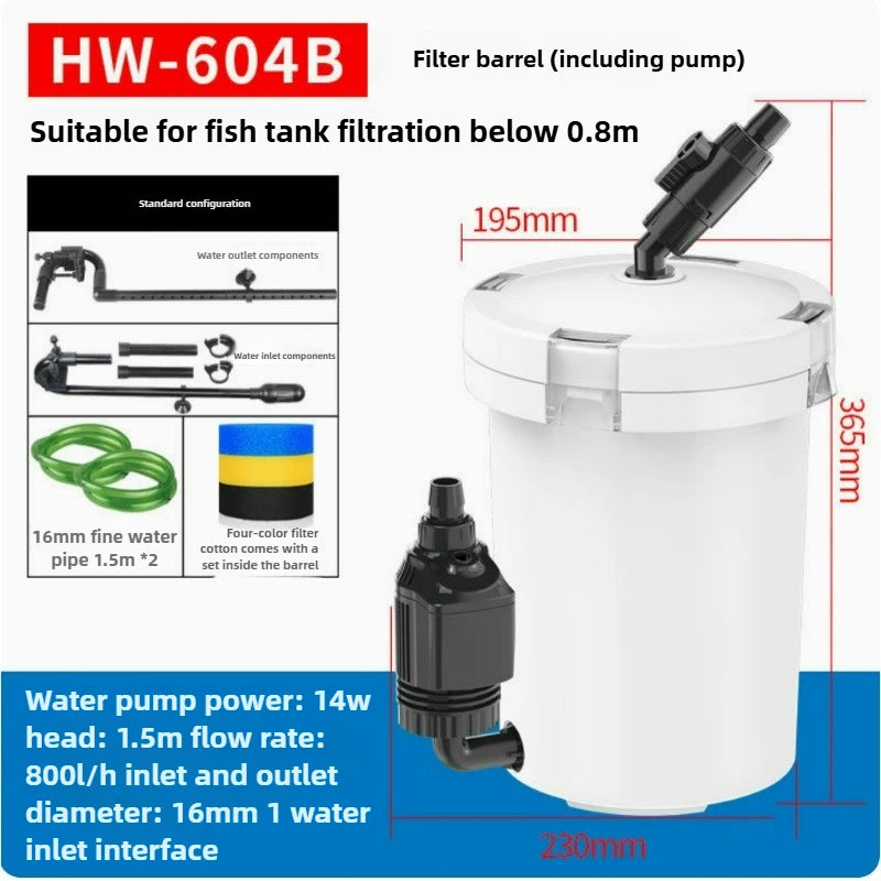 110V 220V SUNSUN EW/HW-604B 14W Silent Fish Tank External Filter Bucket.