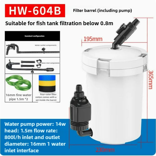 110V 220V SUNSUN EW/HW-604B 14W Silent Fish Tank External Filter Bucket.