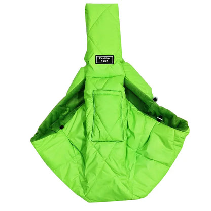 Small Pet Dog/Cat Sling Carrier for 3-15lbs with Pocket. Hands-Free Pet Bag. Carry Bag for Travel and Walking Outdoor