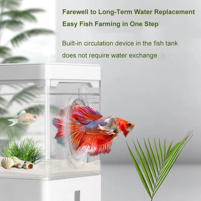 Mini 3L Desk Fish Tank 5L. Plastic Tank. Botton Filter With Water Pump.