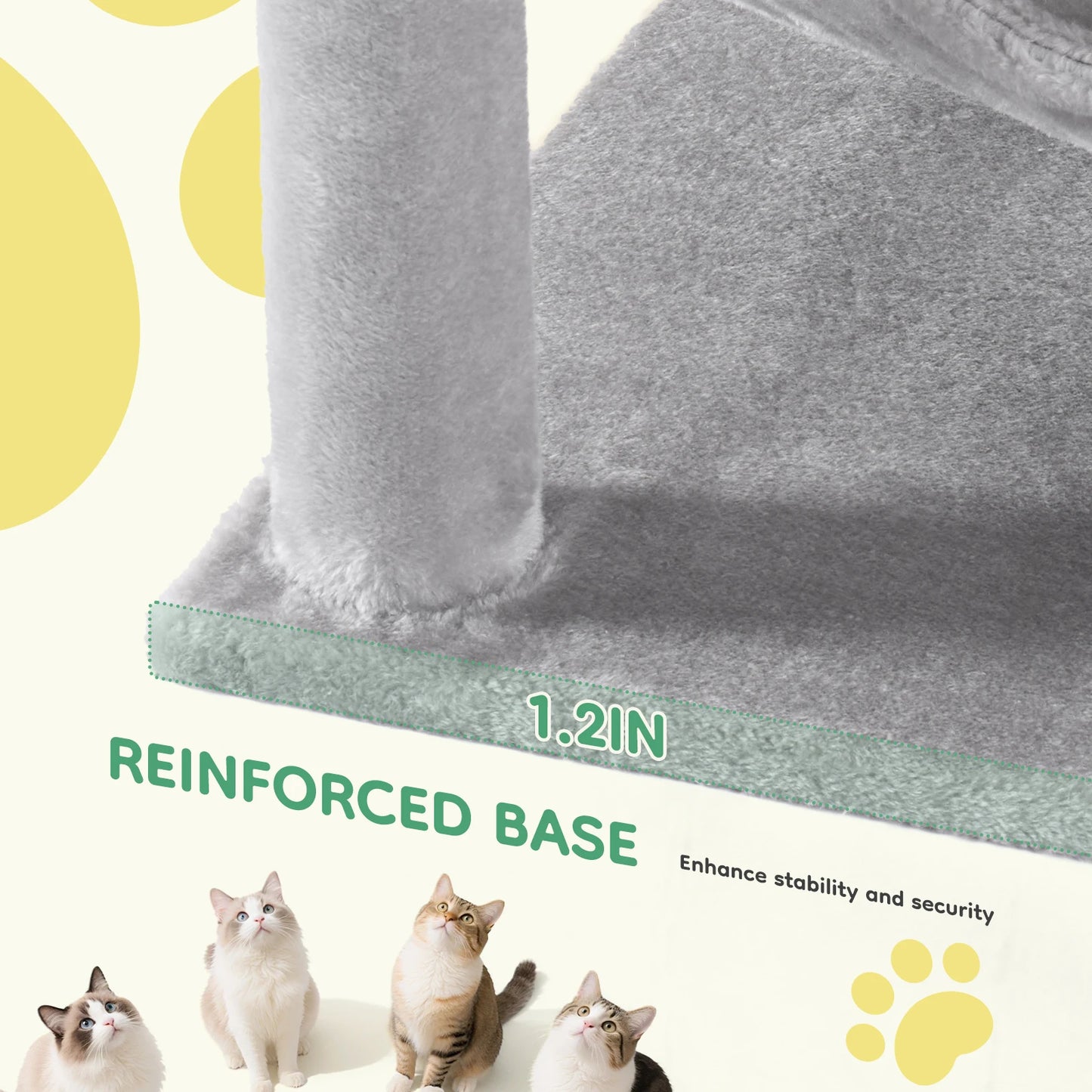 44In Cat Tree, Tall, Multi-Cat Climbing Tower. Natural Sisal Scratching Posts. Stable Pet House for Indoor Cats
