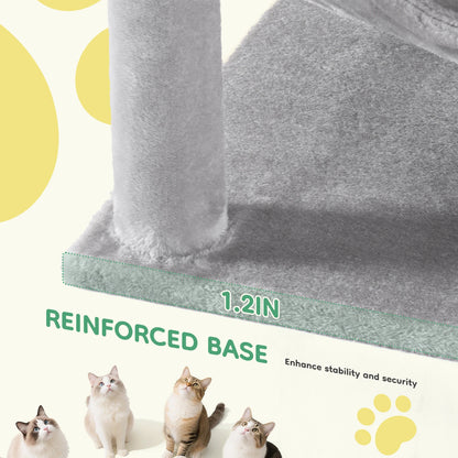 44In Cat Tree, Tall, Multi-Cat Climbing Tower. Natural Sisal Scratching Posts. Stable Pet House for Indoor Cats