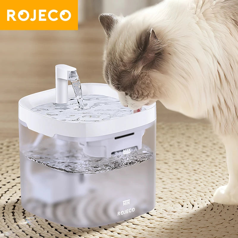 Automatic Cat Water Fountain. Rechargeable Cat Water Dispenser for Pet Dogs and Cats. Smart Drinking Filter with Pump.