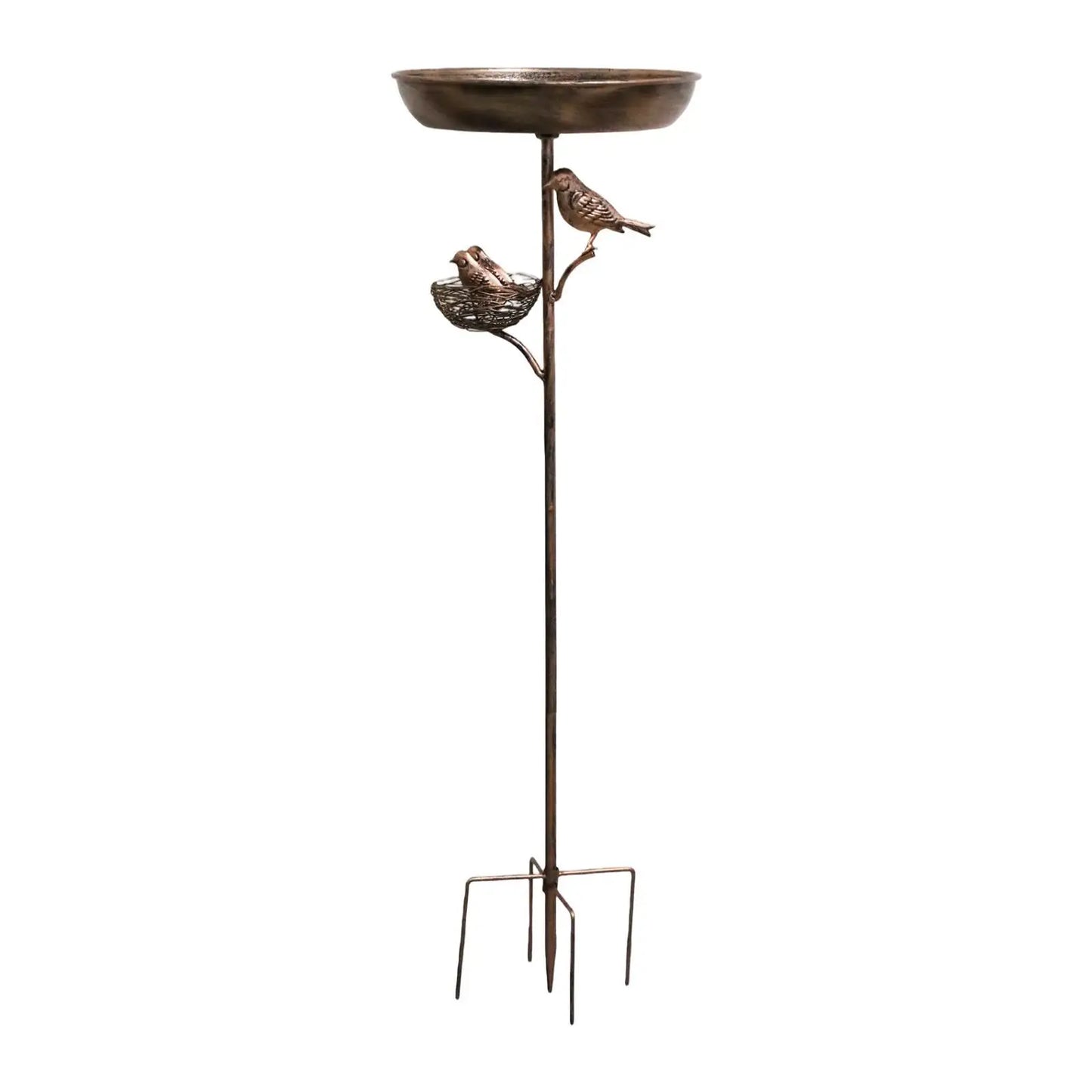 Bird Bath on Stand. Metal Outdoor Feeder Tray for Drinking and Feeding. Attracting Garden Birds