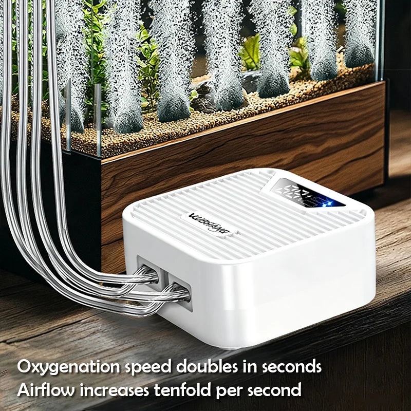 3W Aquarium Oxygen Pump, Oxygenator Outdoor Fish Tank Usb Rechargeable, Mute Dual/Four Outlets