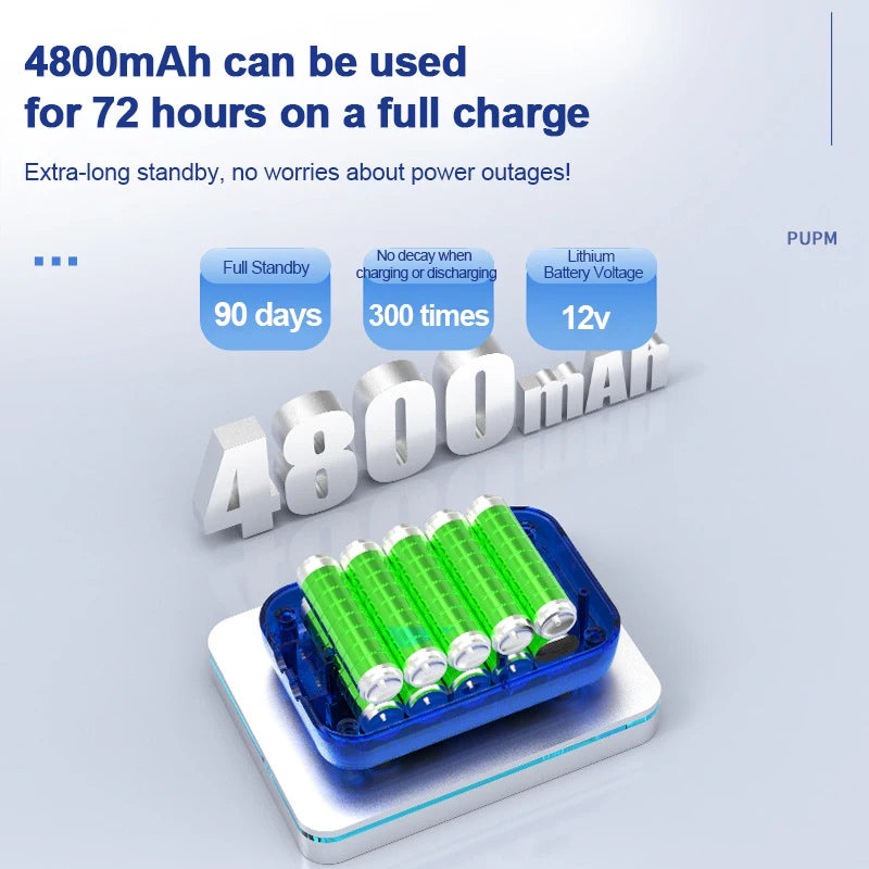 4800mAh aquarium oxygen pump, USB charging. Small, portable oxygen pump, Indoor and outdoor fishing aerator