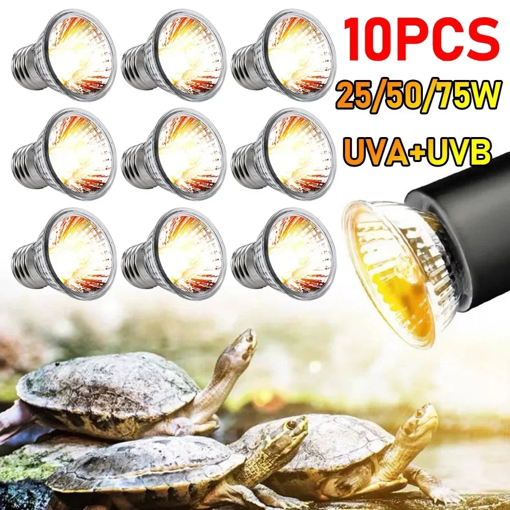 1-10PCS 25/50/75W UVA+UVB Reptile Lamp Bulb. Turtle Basking UV Light Bulbs. Heating Light ,Full Spectrum Sunlamp for Amphibians