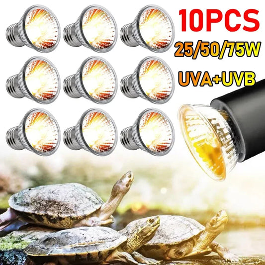 1-10PCS 25/50/75W UVA+UVB Reptile Lamp Bulb. Turtle Basking UV Light Bulbs. Heating Light ,Full Spectrum Sunlamp for Amphibians