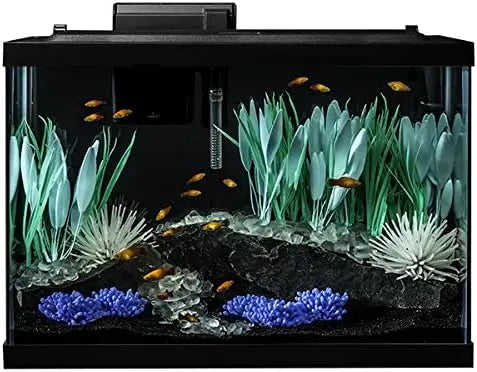 20 Gallon Aquarium Kit with Color-Changing LED Lights, Filter, Heater, and Decor for Fish Tank Setup
