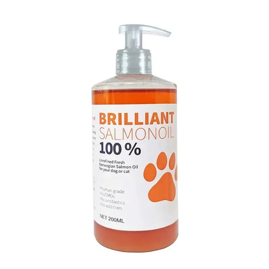 8 fl oz 200ML PET BRILLIANT SALMON OIL. Natura,l No Chemical Treatment. 21 Omega Fatty Acids Nutritional Supplements for Dogs