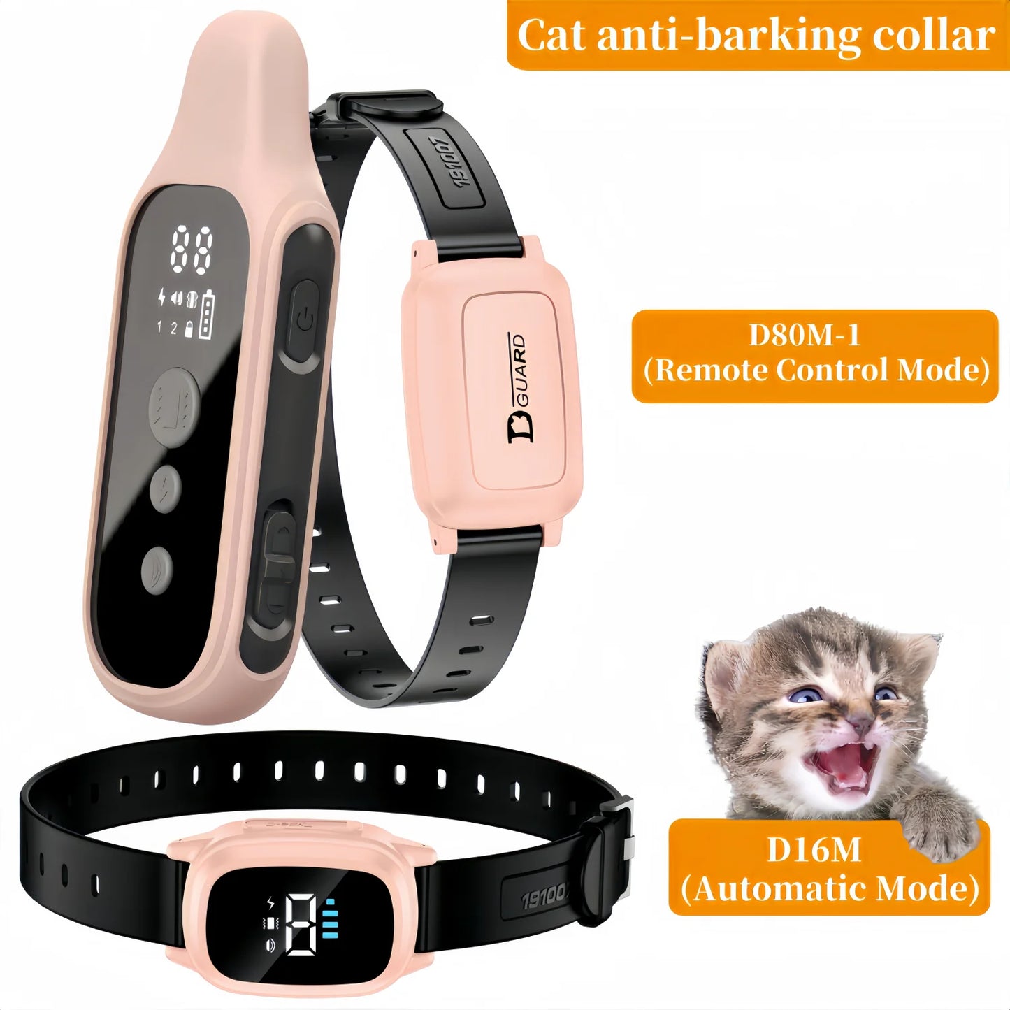 YHLC 800m Cat Anti Meowing Collar, Automatic No Shock Vibration Collar for Cats, Cat Trainer Designed Collar for Stopping Meowing