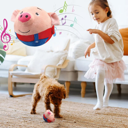 Electronic Pet Dog Toy. USB Plush Automatic Bouncing Toy. Vibration Ball. Bite Puppy Ball, Plush Sing, Chewing, Squeaker Dog Toy