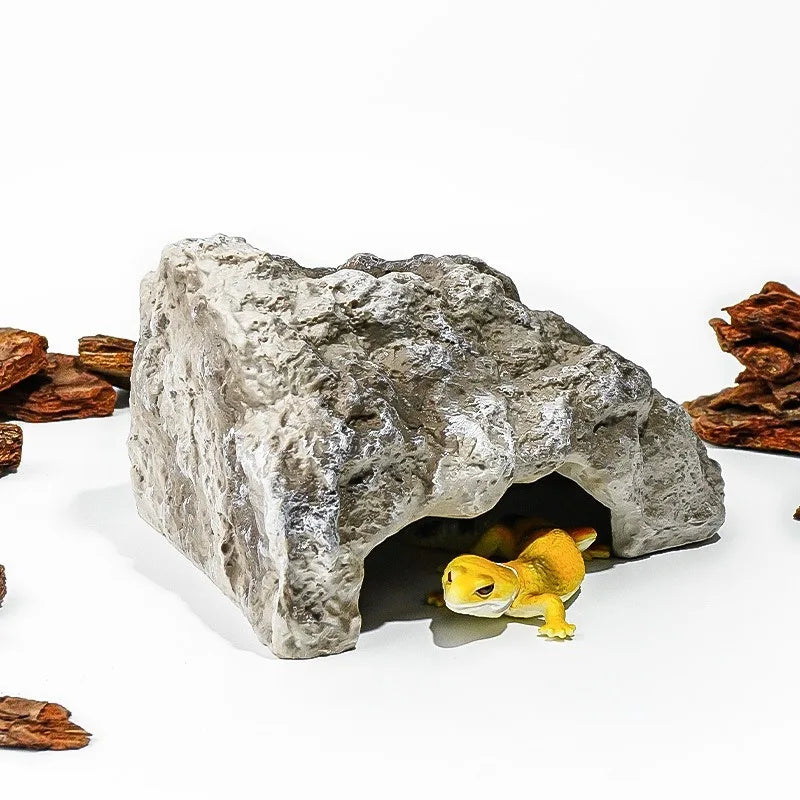 Reptile Rock Hide, Cave Habitat Decor. Shedding Aid, Basking Platform for Turtles, Gecko, Lizard, Snake.Terrarium Landscape Natural