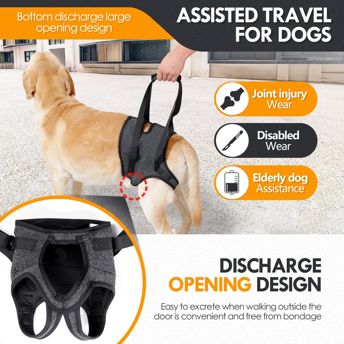 Dog Sling for Large Dogs. Hind Leg Support to Help Rehabilitate The Hind Limbs of Elderly Dogs with Weak Hind Legs & Disabilities