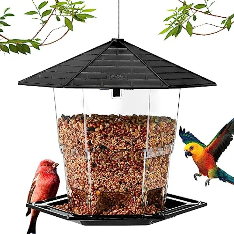 【Spot goods】Bird Feeders for Outdoors Hanging Bird Feeder Wild Birds Seed, Black