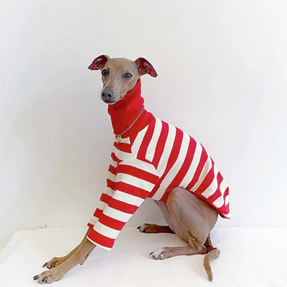 Pet Casual Red Striped Clothing. New Italian Greyhound Spring Summer Dog Clothes.