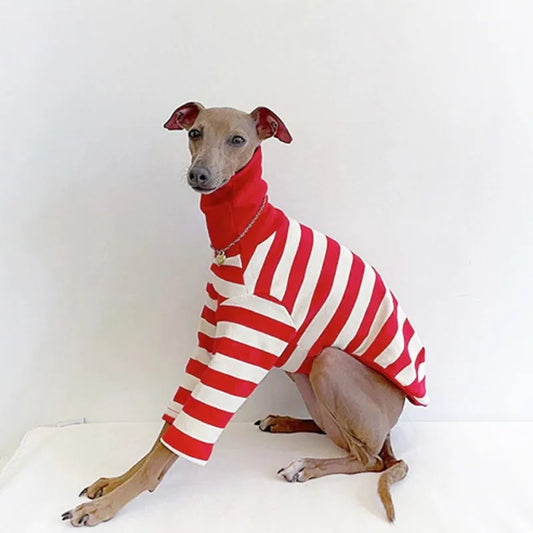 Pet Casual Red Striped Clothing. New Italian Greyhound Spring Summer Dog Clothes.
