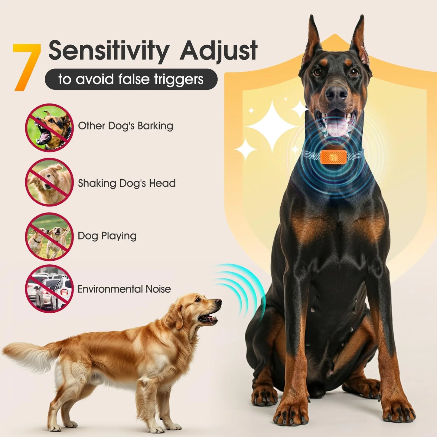 Dog Bark Collar for Large Medium Small Dogs, Rechargeable.