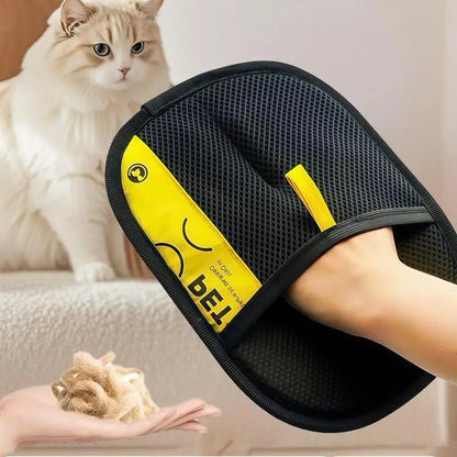 Pet Hair Remover Gloves. Electrostatic for Cats & Dogs, Reusable Washable Grooming Glove with 2-in-1 Lint Roller Brush - Safe Non-Toxic