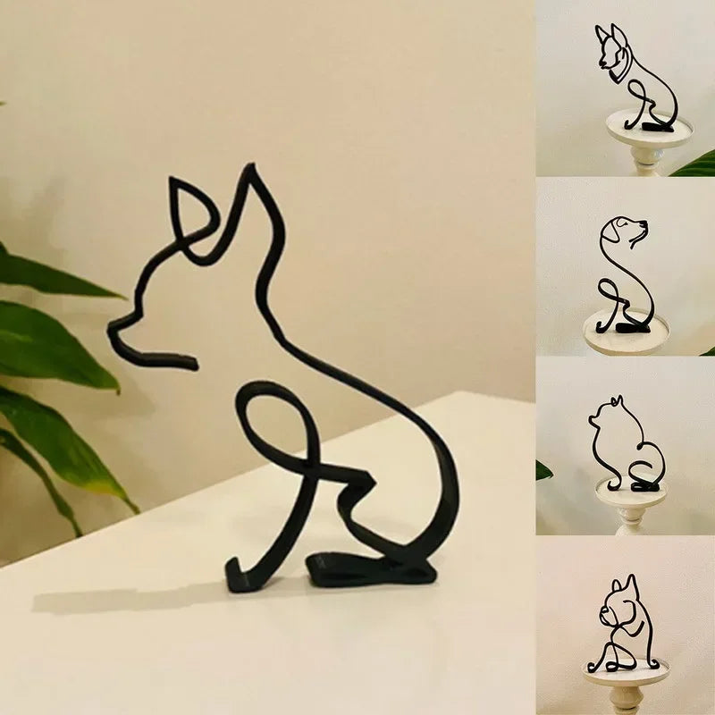 Dog Cat Minimalist Art Sculpture Decor. Gift Metal Decor. Modern Home/Office Accessories. Animal Shape Ornament. Dropshipping