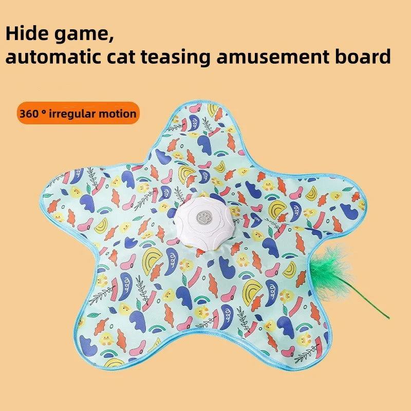 Cat Hunting Carpet, Teasing Stick, Five Pointed Star Toy.  Automatic Rotating Wheel, Self  Entertainment Hiding Hood, Interactive Cat Toy