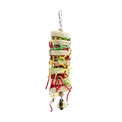 Funny Bird Toys. Parrot Toys Swing. Parrot Cage, Natural loofah. Hanging with Bell. Cockatiel, Parakeet Pet Bird Bites, Climb Chew Toys