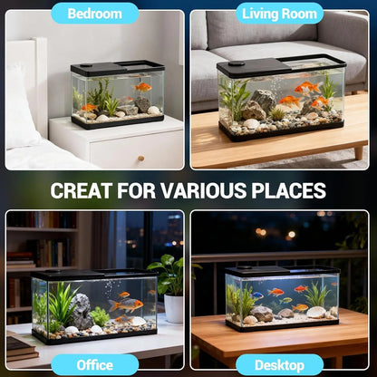 GarveeLife 13-Gallon Aquarium Kit – Complete Fish Tank with LED Light & Lid for Goldfish, Betta & Shrimp