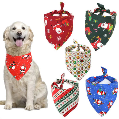 Christmas Dog Bandanas. Christmas Tree and Santa Claus Dog Scarf for Boys and Girls Holiday Bandana for Cats & Dogs