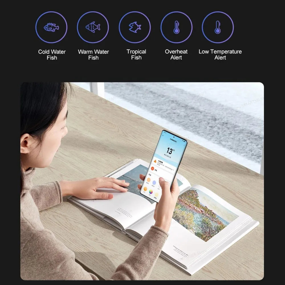MIJIA Smart Fish Tank Aquariums,Remote Feeding, 5-Stage Filtration, LED Lighting, App-Controlled, CN Version With Adapter