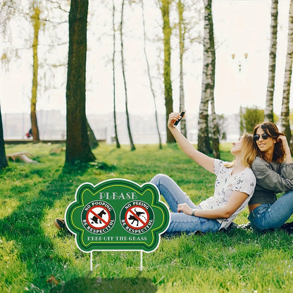 2 Pack No Peeing and No Pooping Dog Sign. Please Be Respectful. Keep Off The Grass Yard Signs. UV Protected & Waterproof, Outdoor