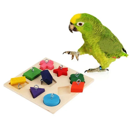 Parrot Educational Toys. Parrot Interactive Training Toys. Wooden Block Puzzle Toy.