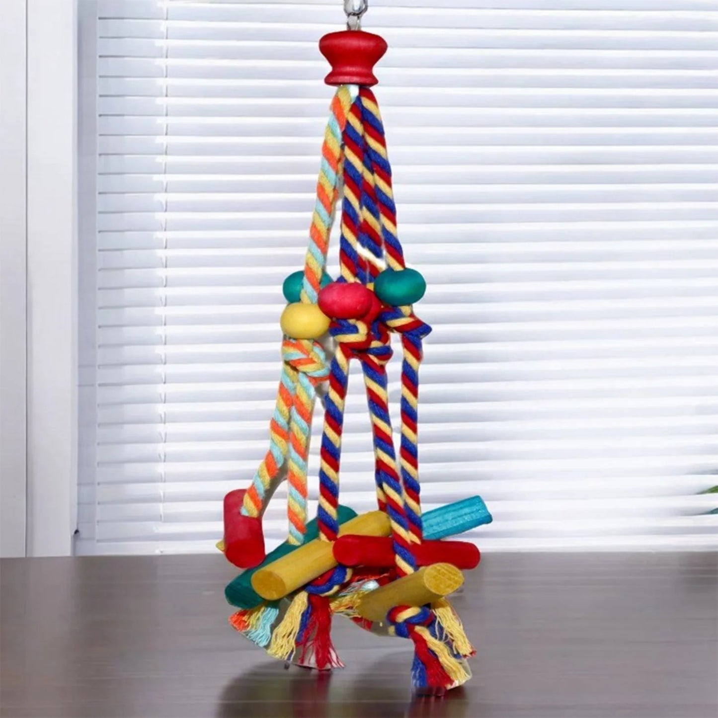 Cage Hanging . Bird Climbing, Chewing Toys. Multicolored Natural Wooden Bird Chewing Toys for Conure, Cockatiel, Budgies and others.