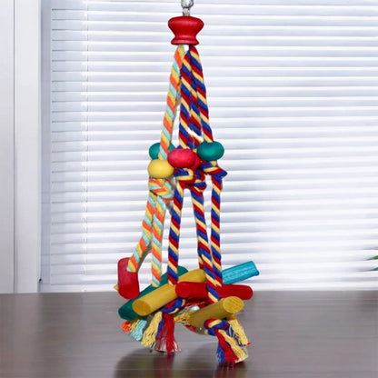 Cage Hanging . Bird Climbing, Chewing Toys. Multicolored Natural Wooden Bird Chewing Toys for Conure, Cockatiel, Budgies and others.