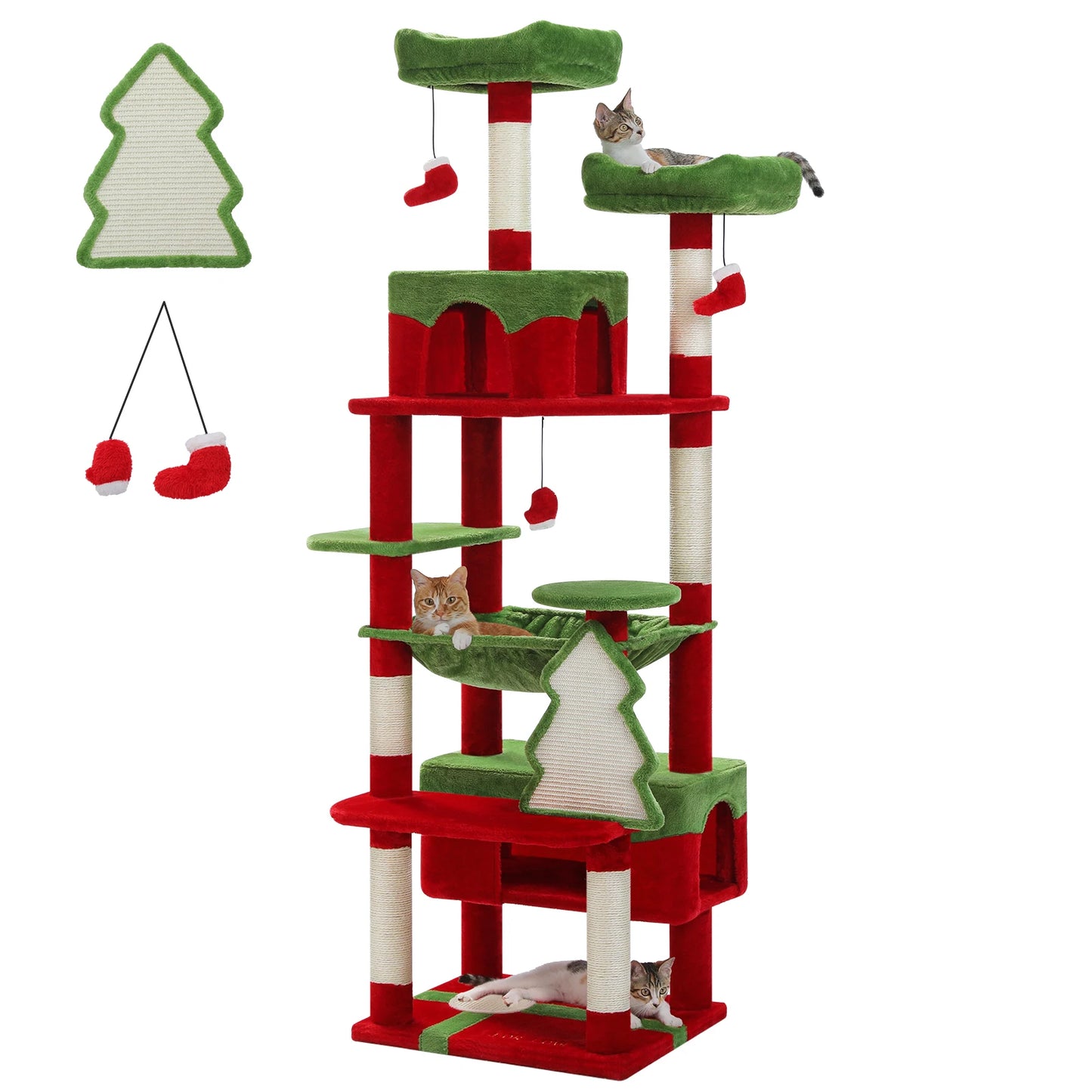 Large Cat Tree and Tower for Indoor Cats With Sisal-Covered Scratching Posts. Spacious Hammock, Padded Perches and Condos Cat Toys