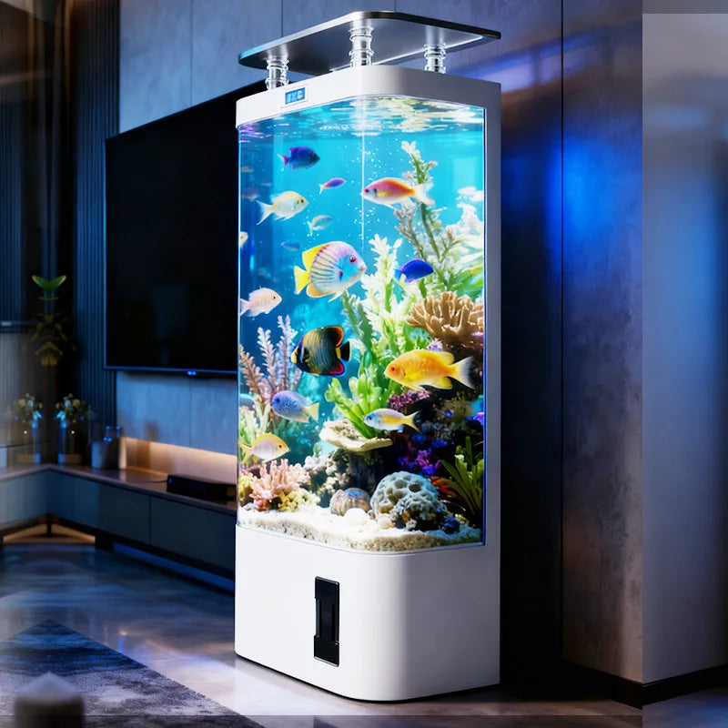 Smart Self-Cleaning Fish Tank - Medium Sized Standing Ecological Aquarium with Built-in Filtration  No Water Change Needed