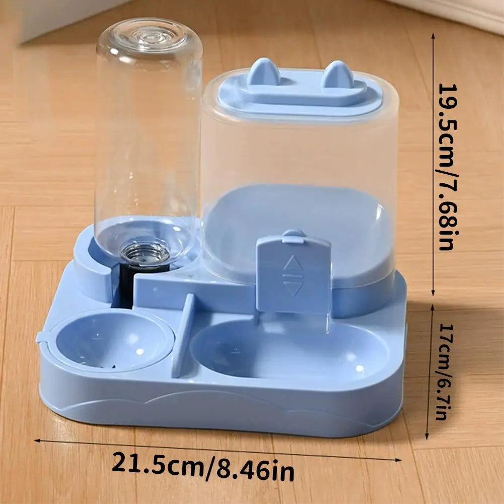 Pet Feeder. Dual Food Bowl All-in-One, Automatic Food/Water Dispenser. Large Capacity Food Storage Dispenser.