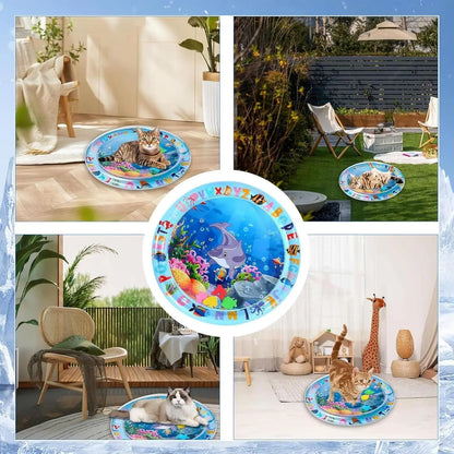 Pet Water Sensory Play Mat for Cats and Dogs. Thickened Cooling Pad. Interactive, Self Play Toy for Pets Indoor Activity