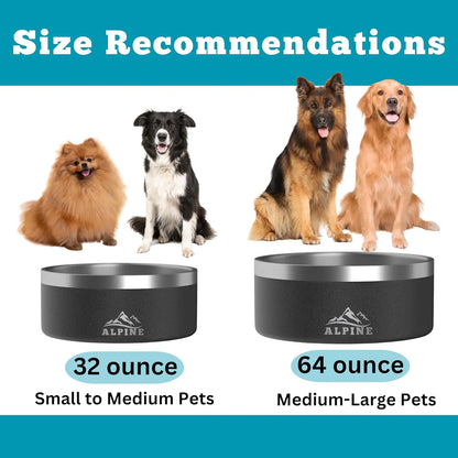 Set of 2 Stainless Steel Dog Bowls, Non-Slip Double Walled Insulated Pet Bowl for Food and Water (64 oz, Pink)