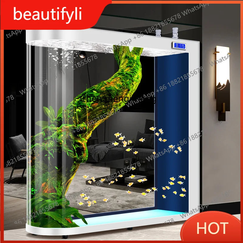 A139 Fish tank living room, floor partition glass aquarium. Household medium and large screen self-circulation free water change