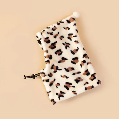 Fleece High Neck Dog Hat. Winter Pet Accessories for Dogs & Cats. Windproof Warm Leopard Puppy Headgear