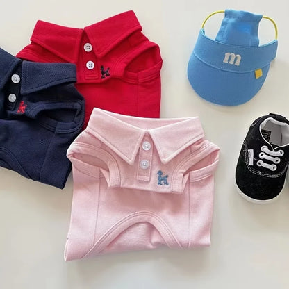 Dog Polo Shirt, Embroidered Pet T-Shirt for Small Dogs