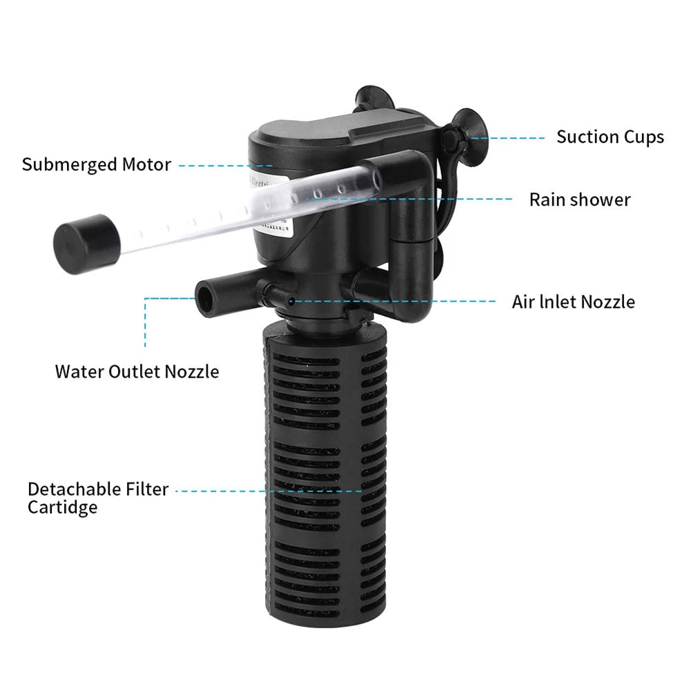 3 in 1 Mini Aquarium Filter. Silent Aquarium Water Purifier. Waterproof Aquarium Air Pump. Submersible Water Purifier for Fish Tank