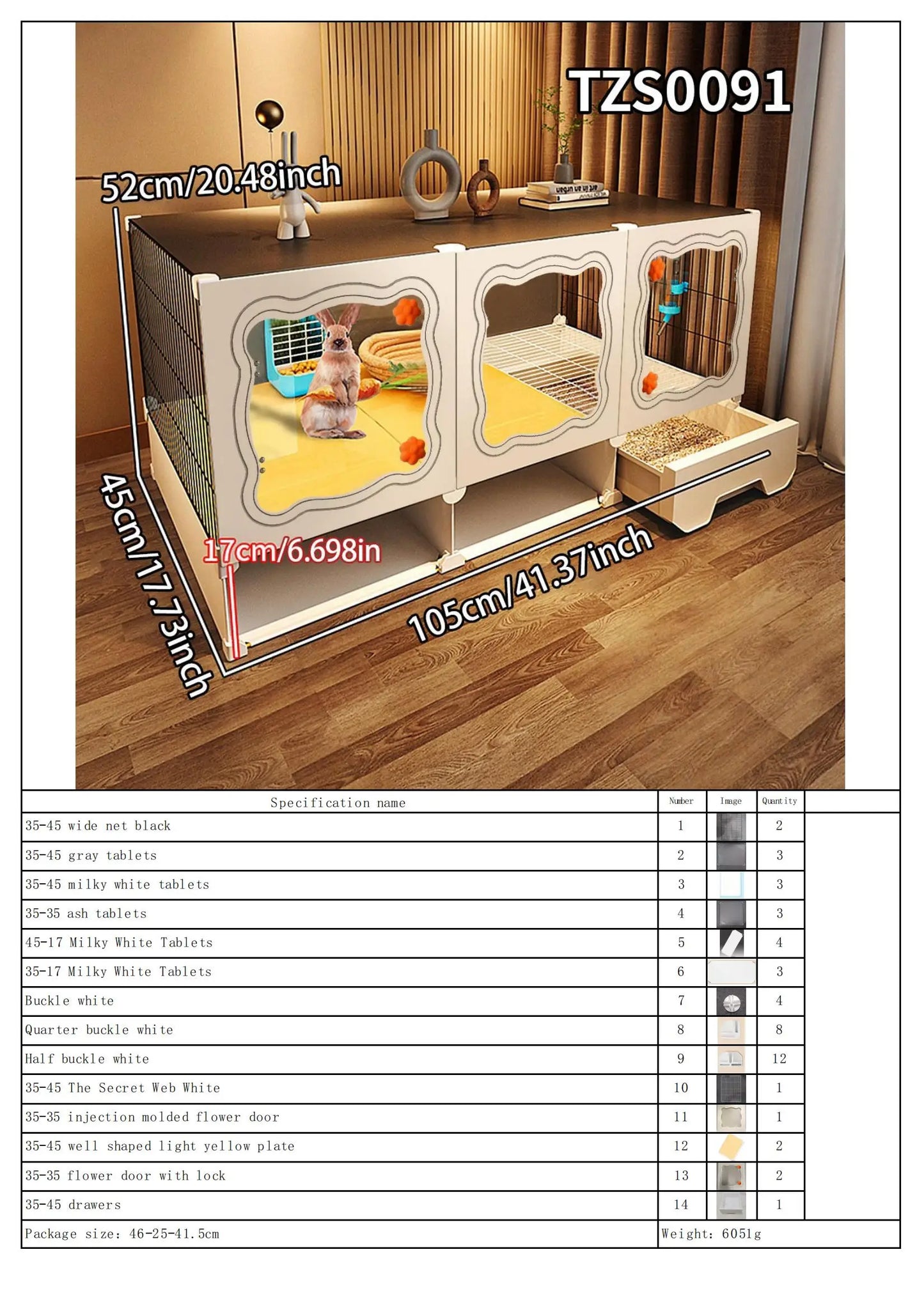 Rabbit Cage. Indoor Home Use with Toilet. Rabbit Villa, Small Dog, Kitten &  Guinea Pig Cage.