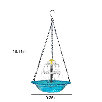 Bird Feeder. Hanging Bird Bath with Fountain. Outdoor Bird Drinking Tray with Hook for Garden Backyard. Wildlife Feeder