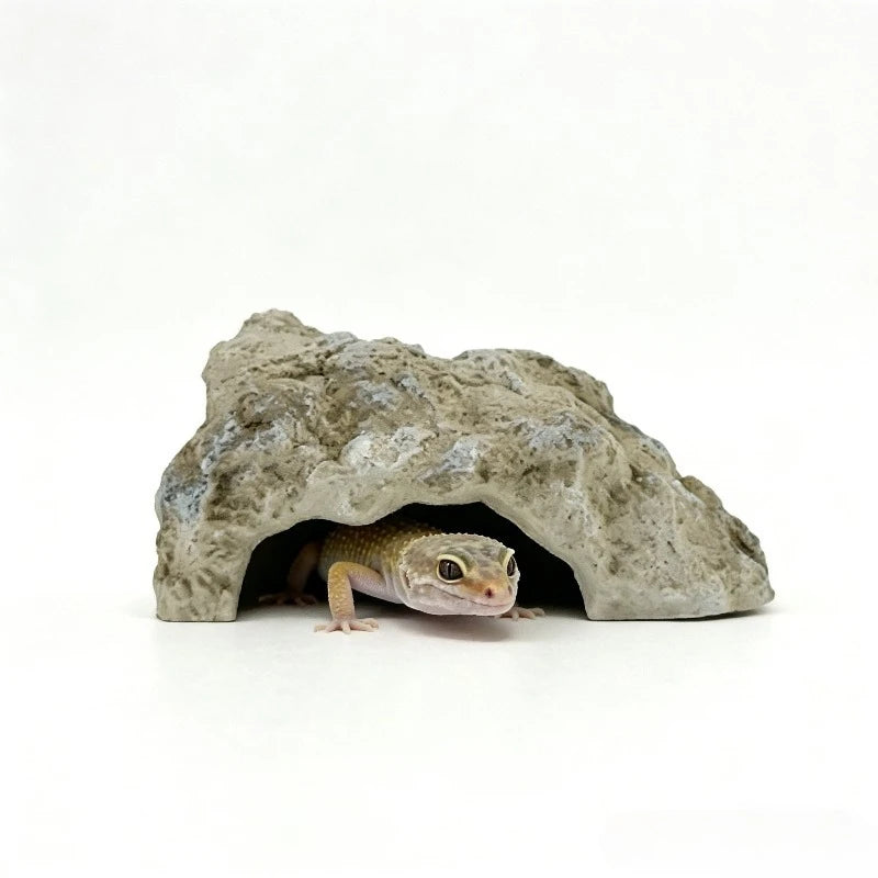 Reptile Rock Hide, Cave Habitat Decor. Shedding Aid, Basking Platform for Turtles, Gecko, Lizard, Snake.Terrarium Landscape Natural