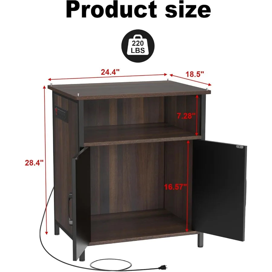 Terrarium Stand with Integrated Accessories. Storage and Built-in Power Outlets Designed for 24W x 18D Reptile Terrarium