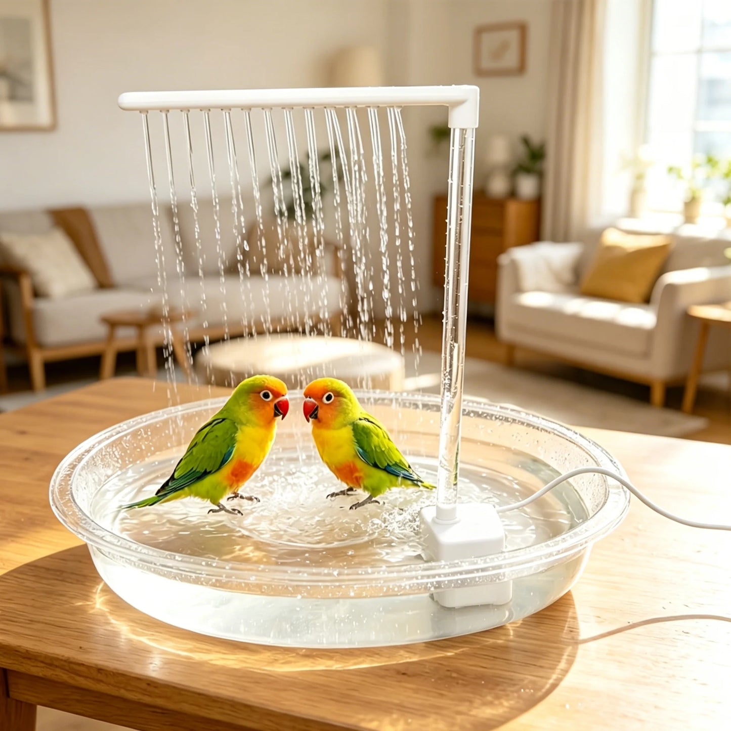 Outdoor Bird Bath Kit. USB Electric Water Pump + Sprinkler Head + Hose, Bird Bath Fountain Shower